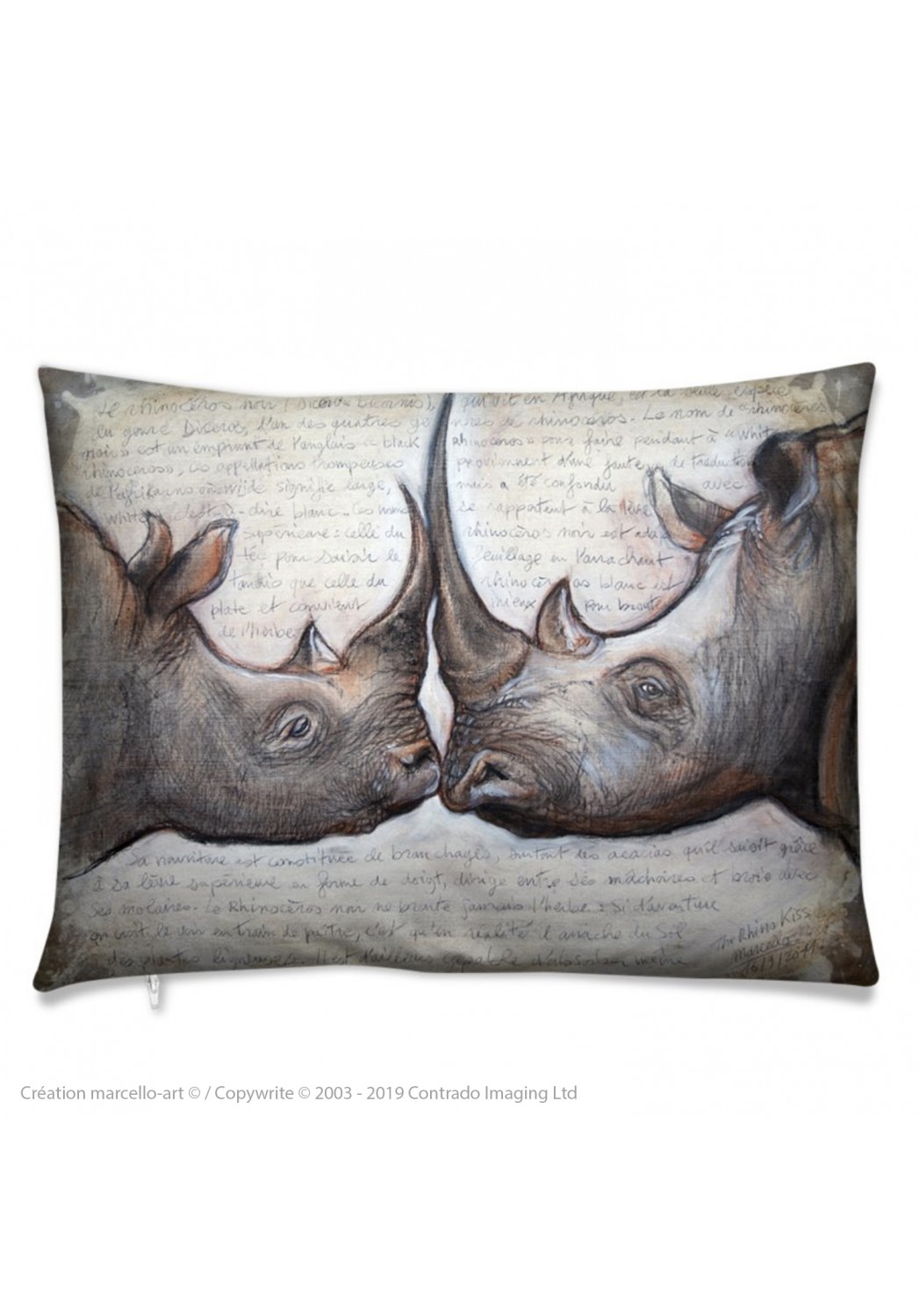 Marcello-art : Accessoires de mode Coussin 106 rhino kiss