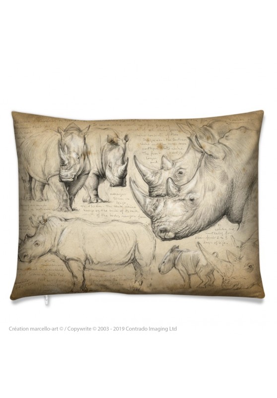 Marcello-art : Accessoires de mode Coussin 178 rhinos blancs