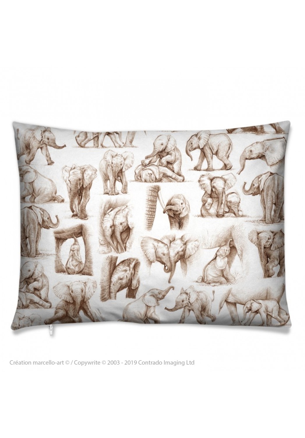 Marcello-art: Fashion accessory Cushion 392 elephant patchwork sépia