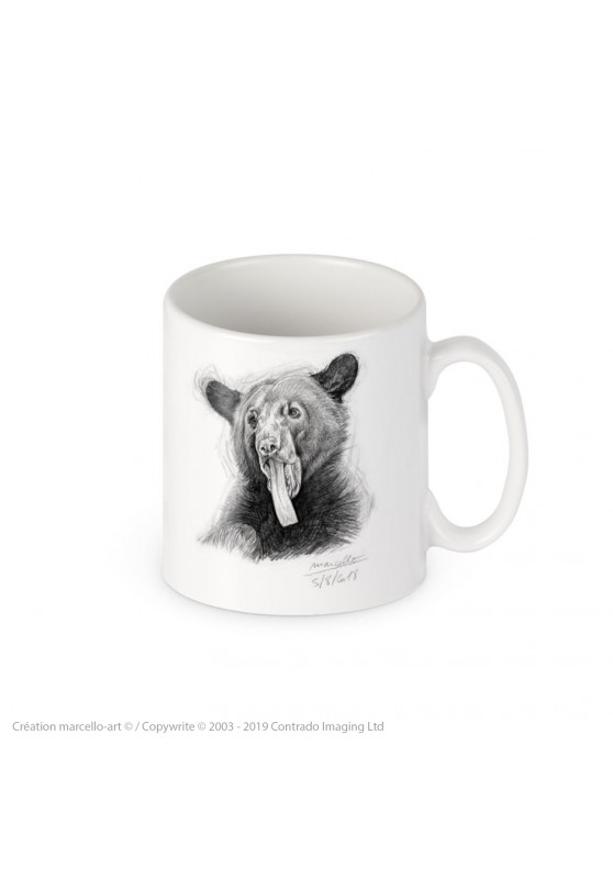 Marcello-art : Accessoires de décoration Mug porcelaine 382 langue ours noir