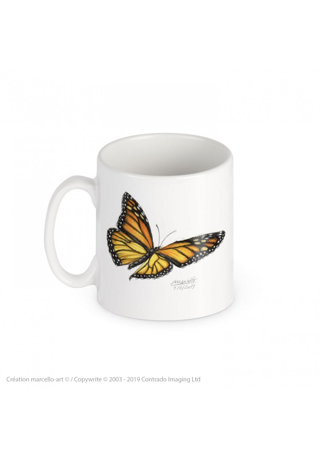 Marcello-art: Decoration accessoiries Porcelain mug 393 monarch butterfly
