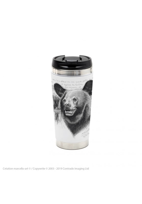 Marcello-art : Accessoires de décoration Mug thermos 382 tête ours noir