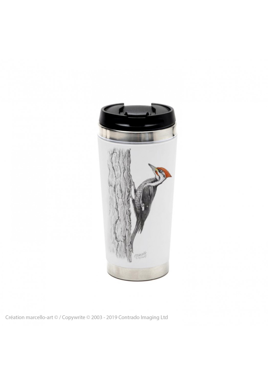 Marcello-art: Decoration accessoiries Thermos mug 393 black woodpecker