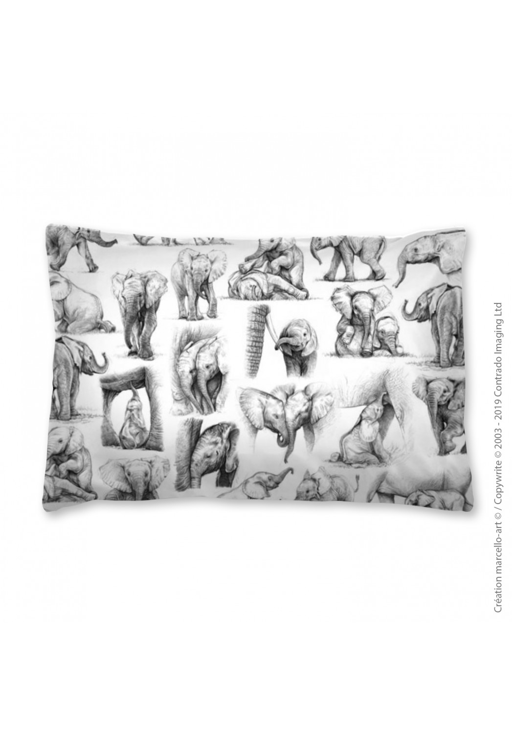 Marcello-art: Fashion accessory Pillowcase 392 B elephant patchwork noir