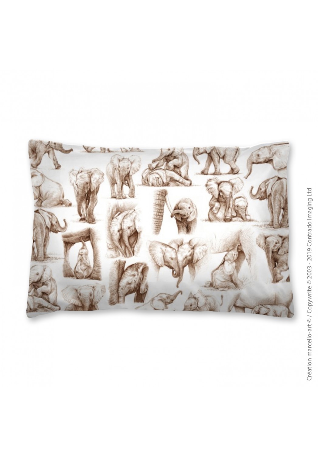 Marcello-art: Fashion accessory Pillowcase 392 C elephant patchwork sépia