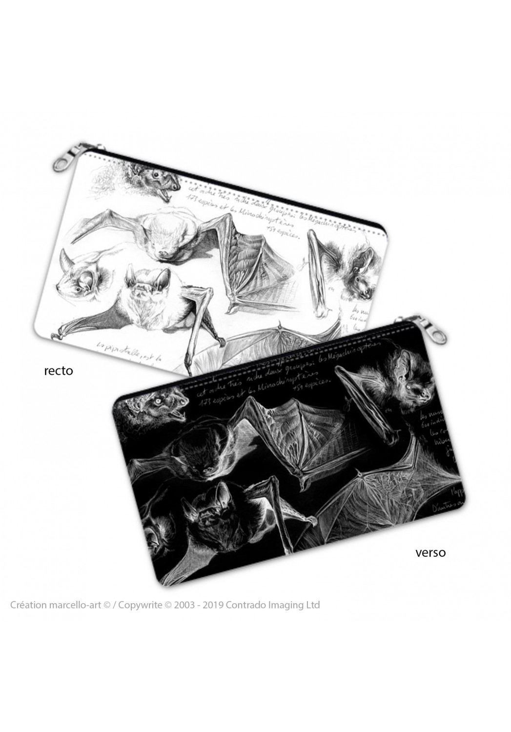 Marcello-art : Accessoires de décoration Trousse à crayons 31 pipistrelles