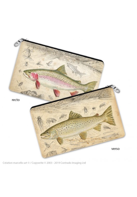 Marcello-art: Decoration accessoiries Pencil case 372-373 brown trout & rainbow trout