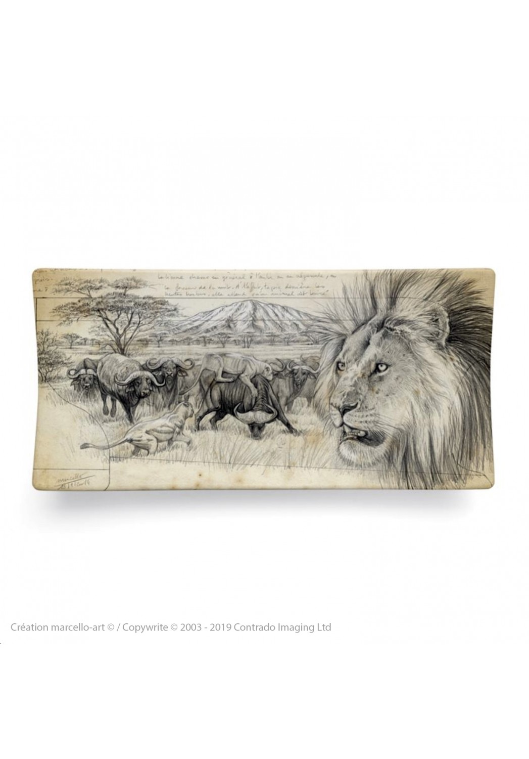 Marcello-art: Rectangular plates Rectangular plate 275 lion engraving