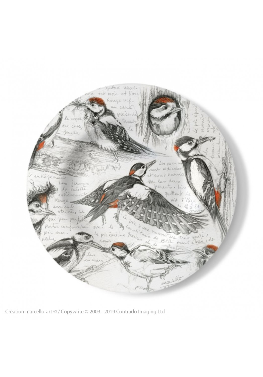 Marcello-art: Decorating Plates Decoration plates 327 Great Spotted Woodpecker