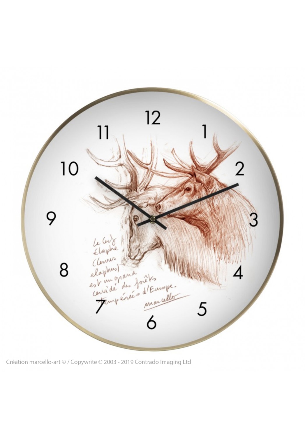 Marcello-art: Decoration accessoiries Wall clock 52 Red deer
