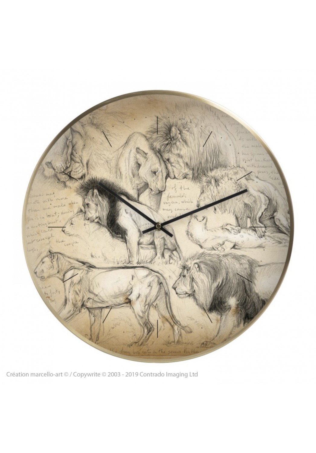 Marcello-art: Decoration accessoiries Wall clock 181 Mating lions