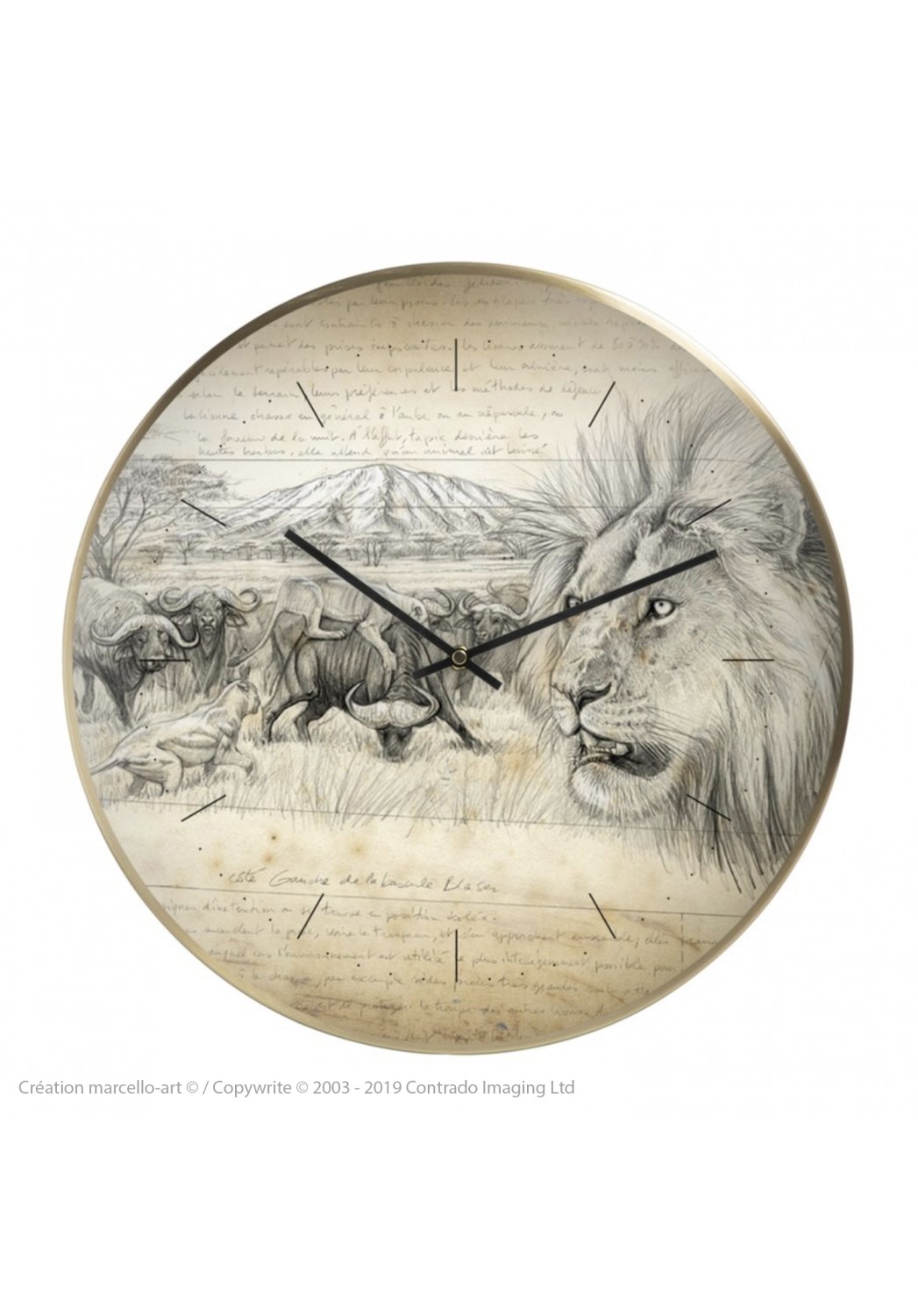 Marcello-art: Decoration accessoiries Wall clock 275 Lion Engraving gun