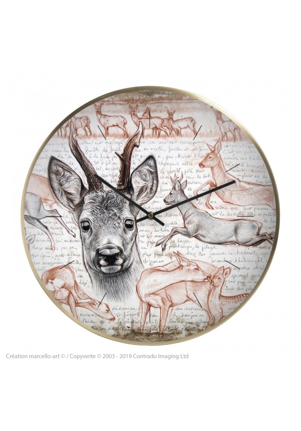 Marcello-art : Accessoires de décoration Horloge murale 280 Chevreuil