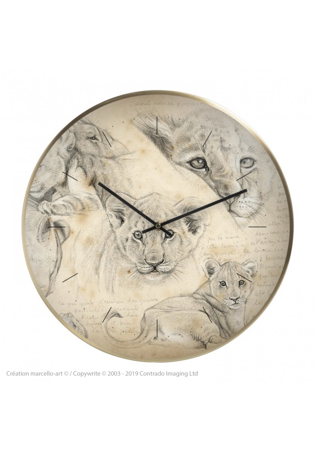 Marcello-art: Decoration accessoiries Wall clock 330 Lion cubs