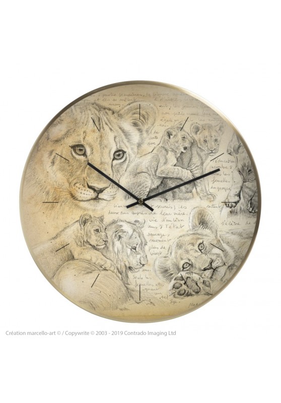 Marcello-art : Accessoires de décoration Horloge murale 331 Lionceaux