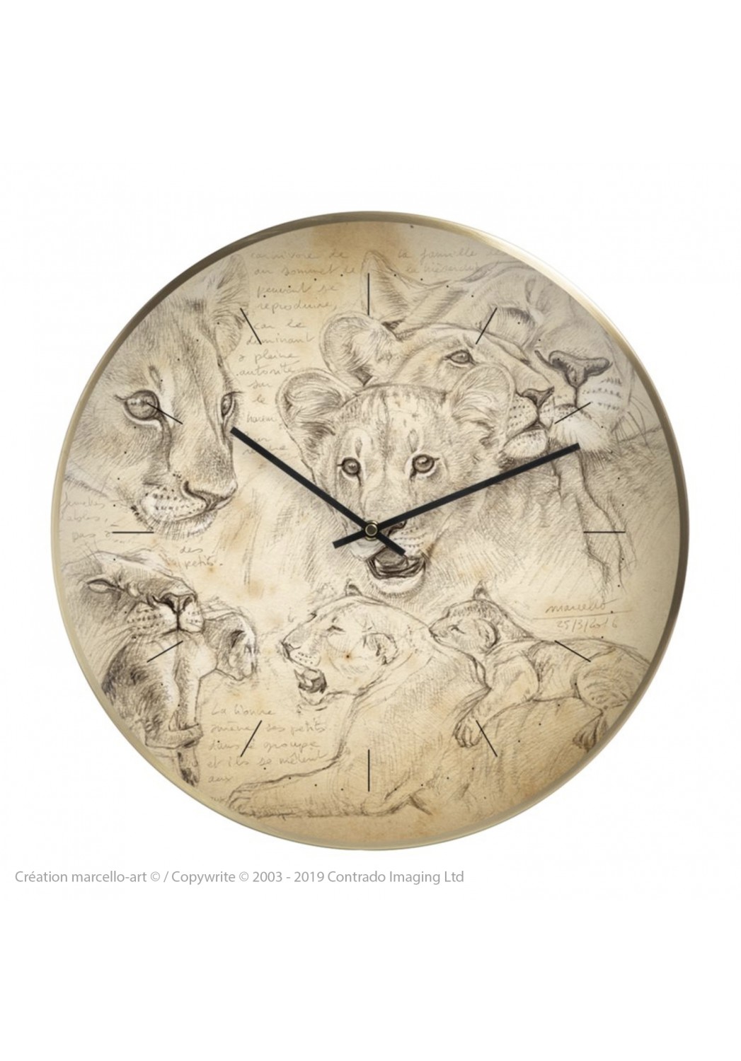 Marcello-art : Accessoires de décoration Horloge murale 335 Lionceaux
