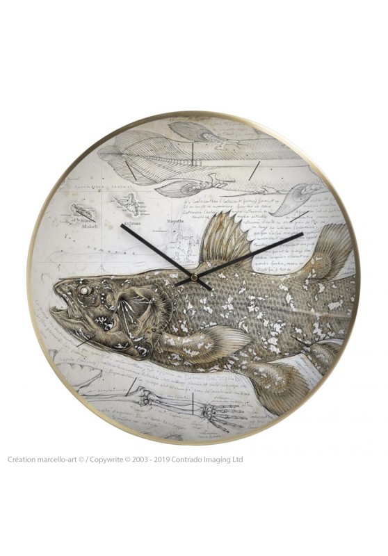 Marcello-art : Accessoires de décoration Horloge murale 346 Latimeria chalumnae