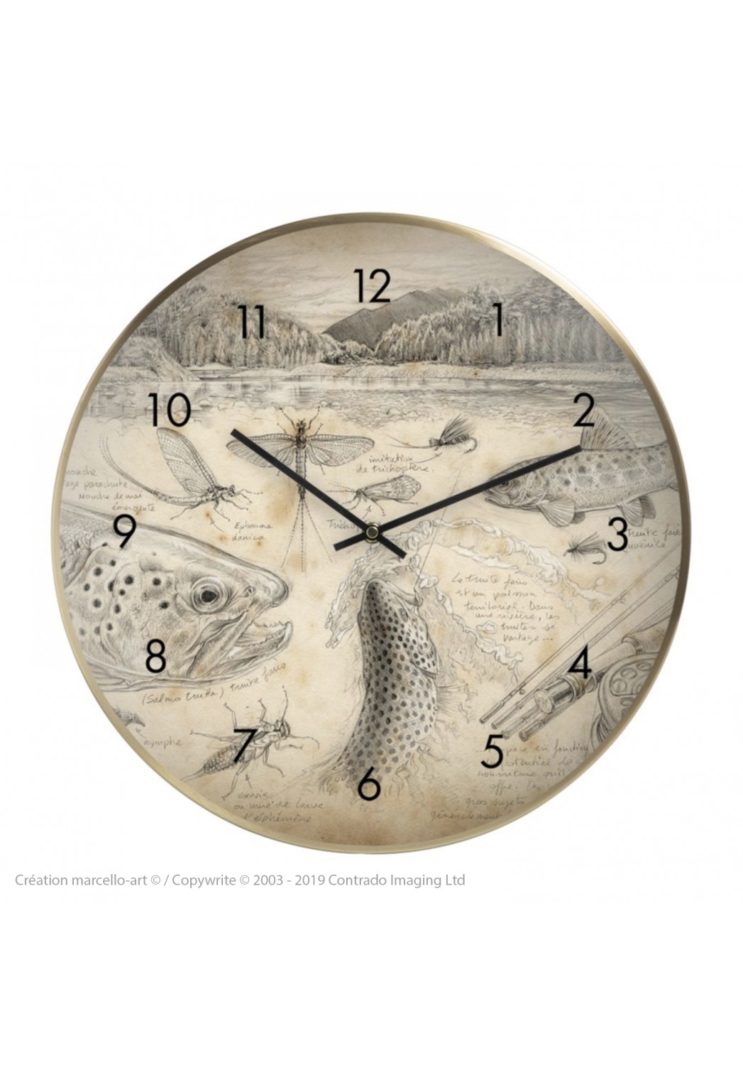 Marcello-art: Decoration accessoiries Wall clock 374 Flyfishing NZ