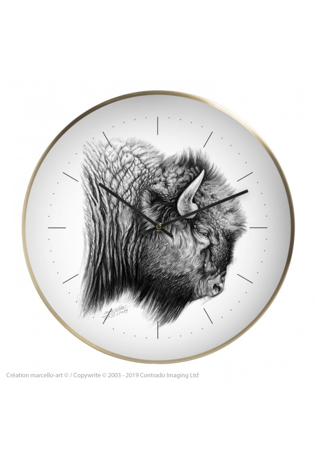 Marcello-art : Accessoires de décoration Horloge murale 390 bison d'Amérique