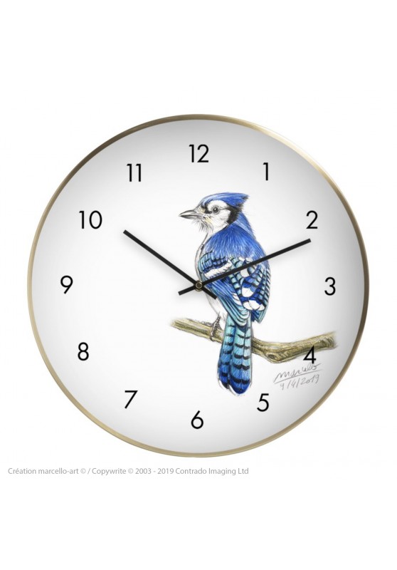 Marcello-art: Decoration accessoiries Wall clock 393 Blue jay