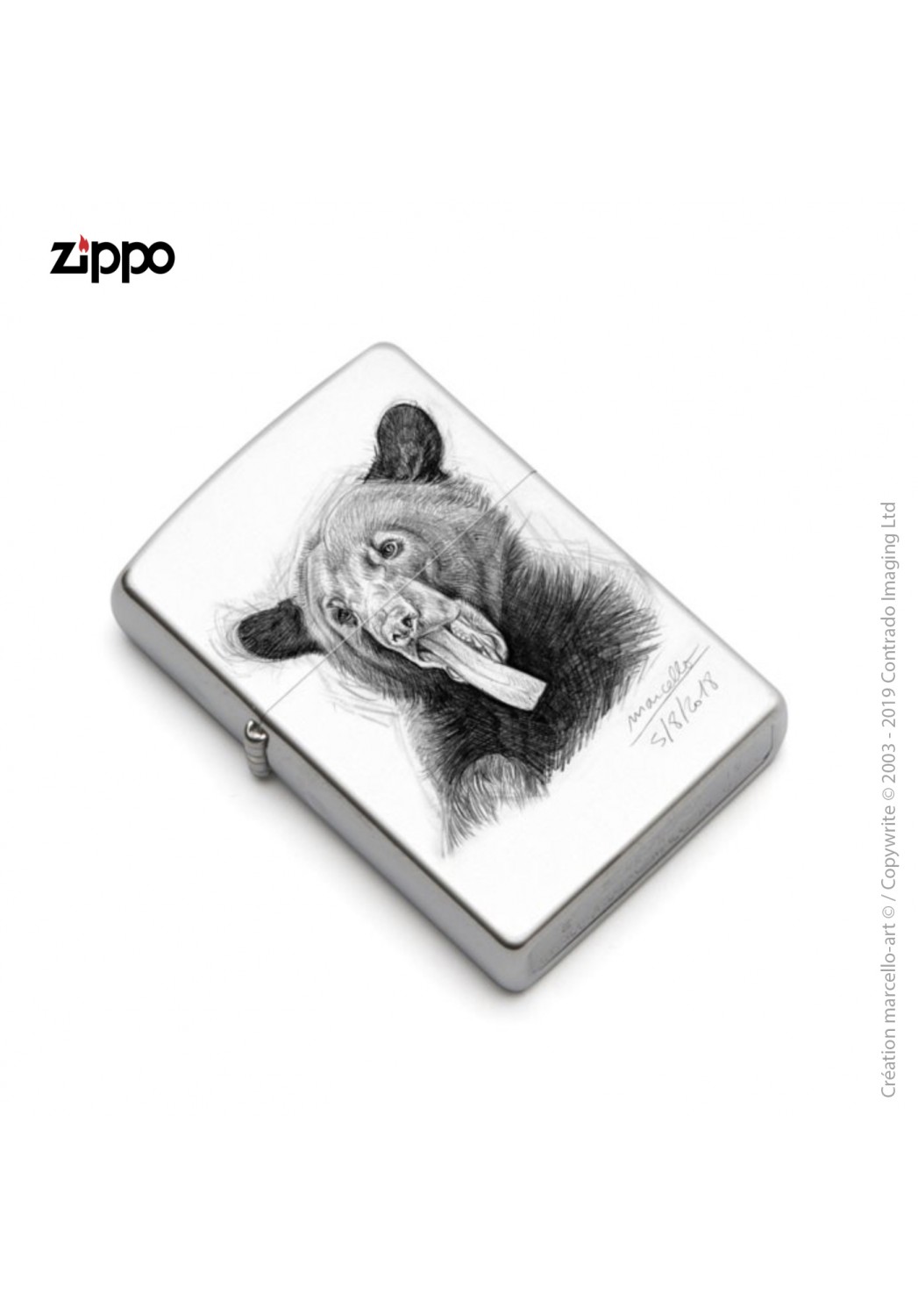 Marcello-art : Accessoires de décoration Zippo 382 langue ours noir
