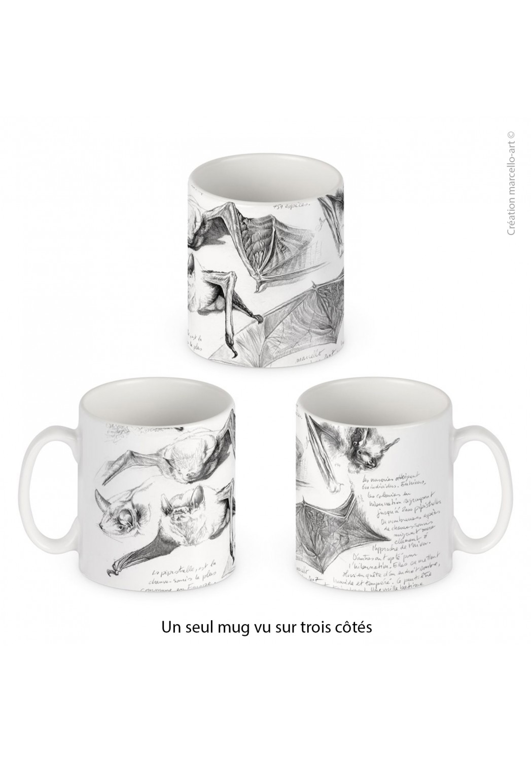 Marcello-art: Decoration accessoiries Porcelain mug 31 pipistrelle white