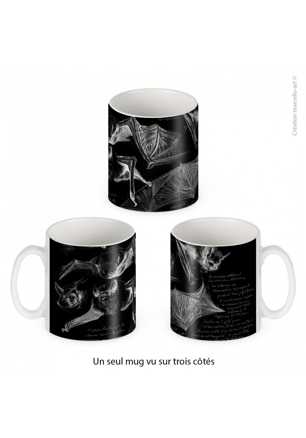 Marcello-art: Decoration accessoiries Porcelain mug 31 pipistrelle black