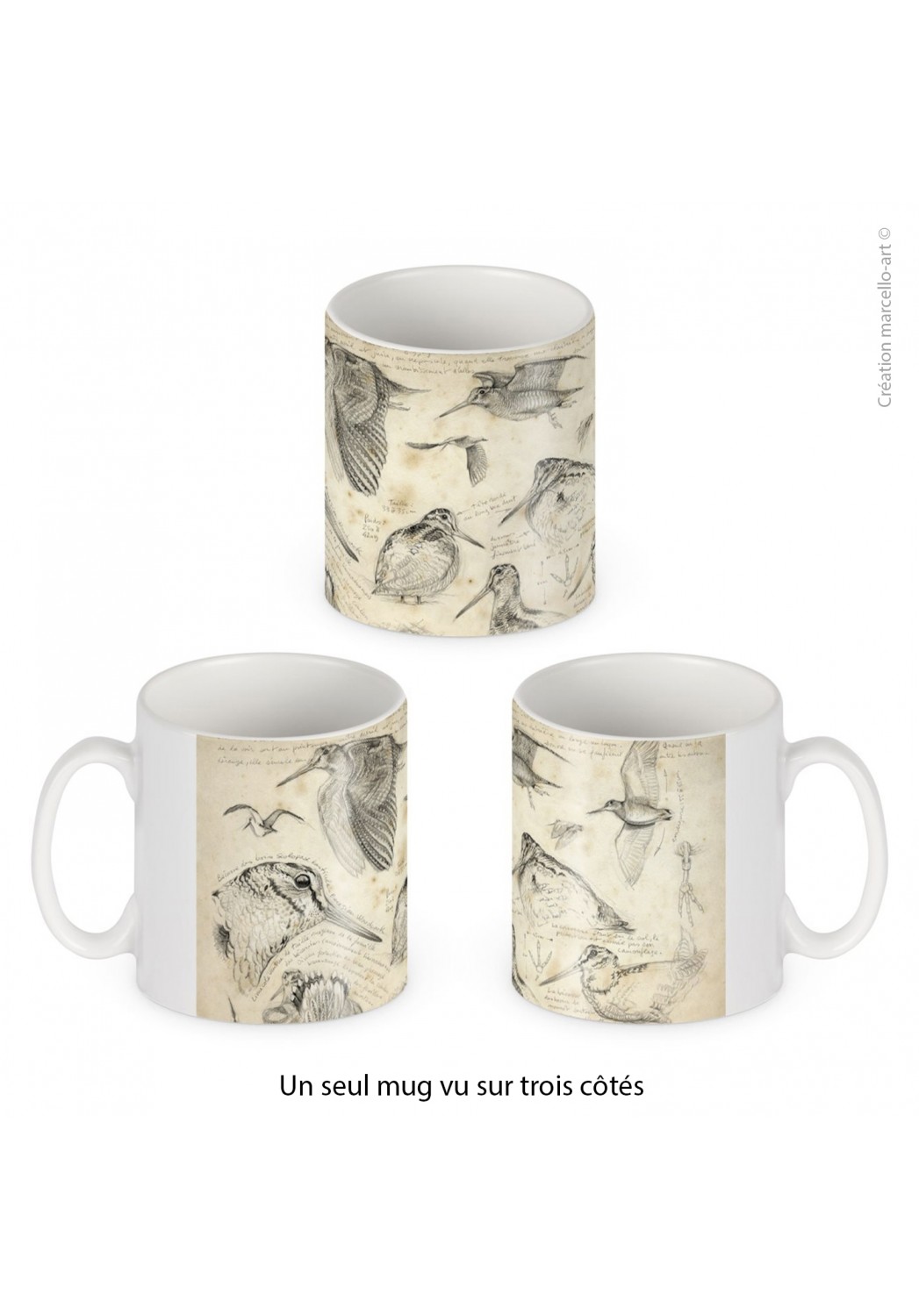 Marcello-art: Decoration accessoiries Porcelain mug 50 snipe