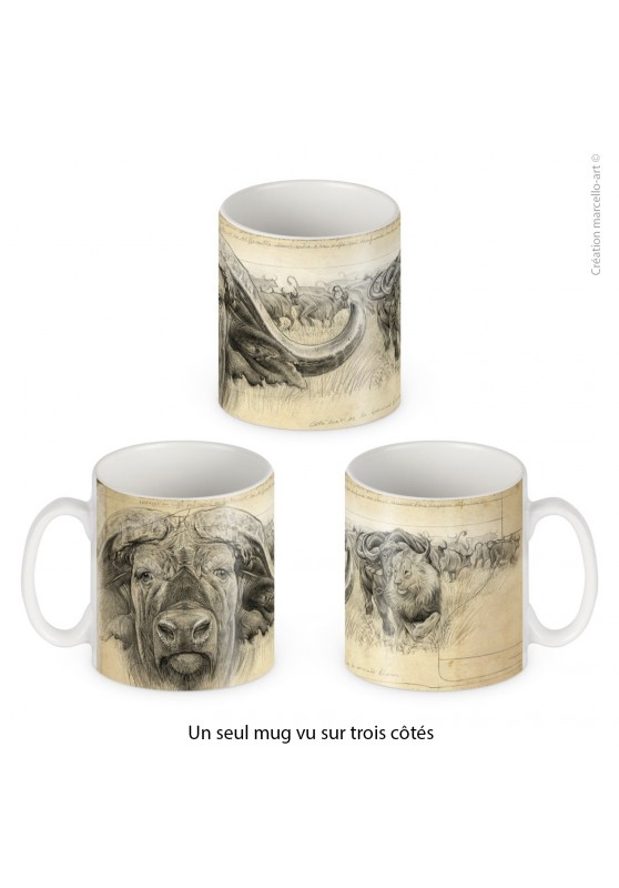 Marcello-art: Decoration accessoiries Porcelain mug 274 cap buffalo engraving