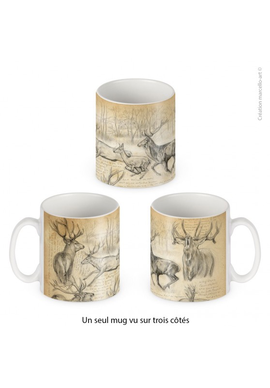 Marcello-art: Decoration accessoiries Porcelain mug 271 red deer black