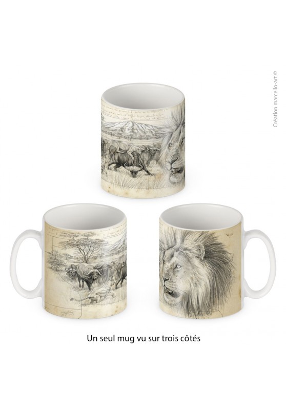 Marcello-art: Decoration accessoiries Porcelain mug 275 lion engraving