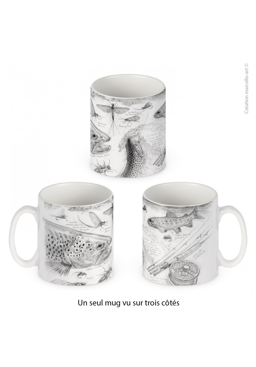 Marcello-art: Decoration accessoiries Porcelain mug 374 flyfishing NZ