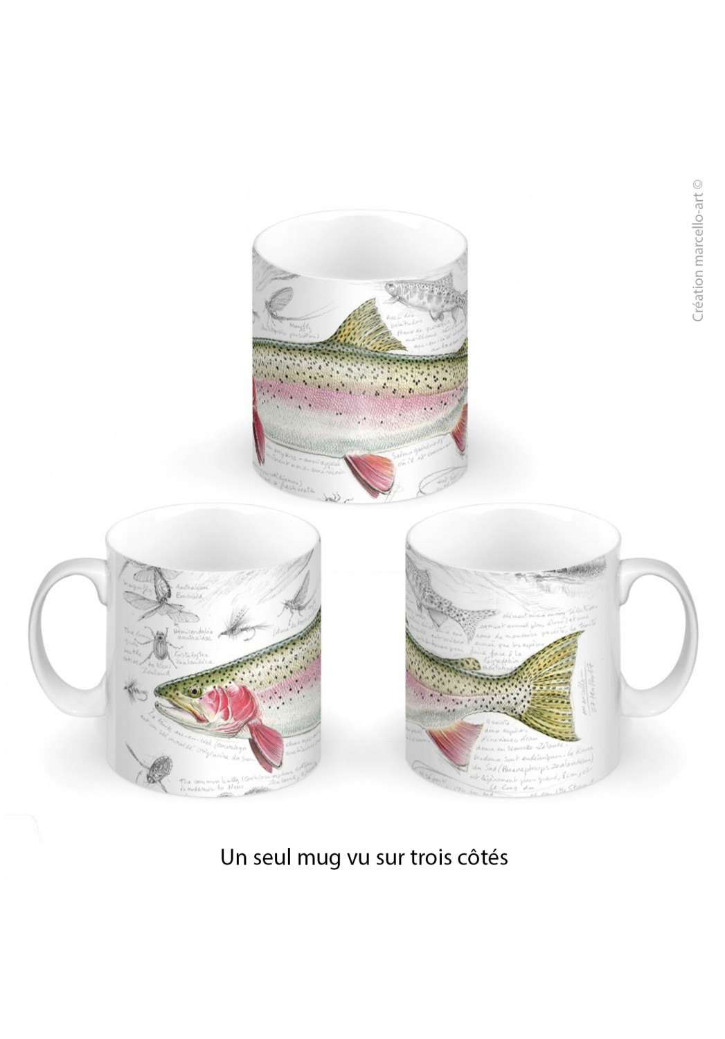 Marcello-art: Decoration accessoiries Porcelain mug 373 rainbow trout
