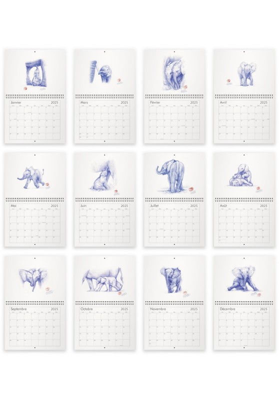 Marcello-art: Editions Calendar 2025 Baby elephants Bic