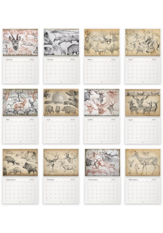 Marcello-art: Editions Calendar 2025 Cervidae and wild boars