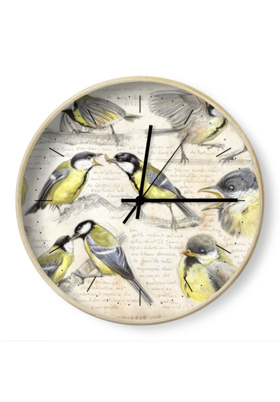 Marcello-art : Accessoires de décoration Horloge 472 Mésange-charbonnière-(Parus-major)