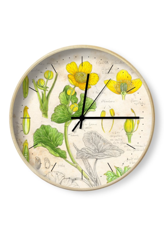 Marcello-art: Decoration accessoiries Clock 482 Marsh Marigold (Caltha palustris)