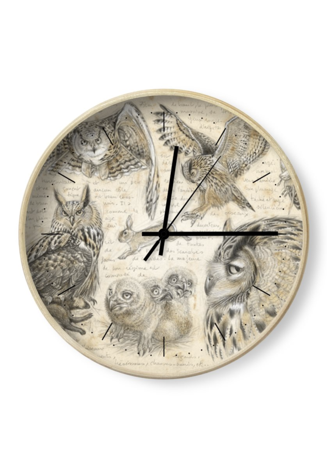 Marcello-art : Accessoires de décoration Horloge 600 Hibou grand-duc (Bubo bubo)